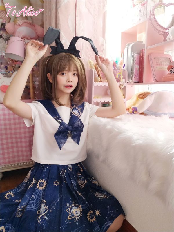 Last one】【BearCollege】J583 プラネタリウムセーラートップス【特価