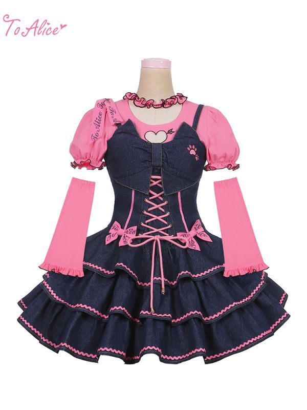 ToAlice】L1221キャットガールデニムティアードジャンパースカート【50