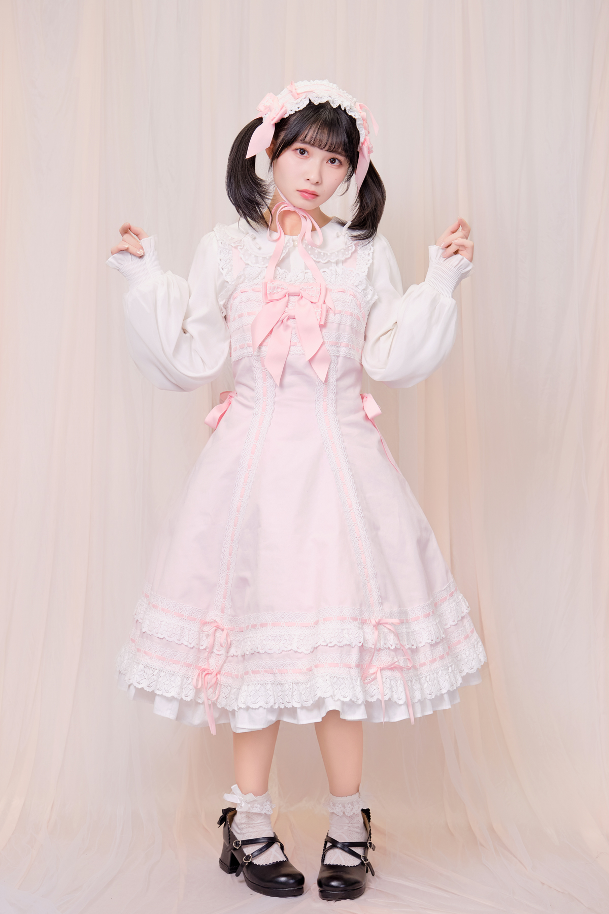 Marquiseジャンパースカート＋ヘッドドレスセット ピンク｜東京