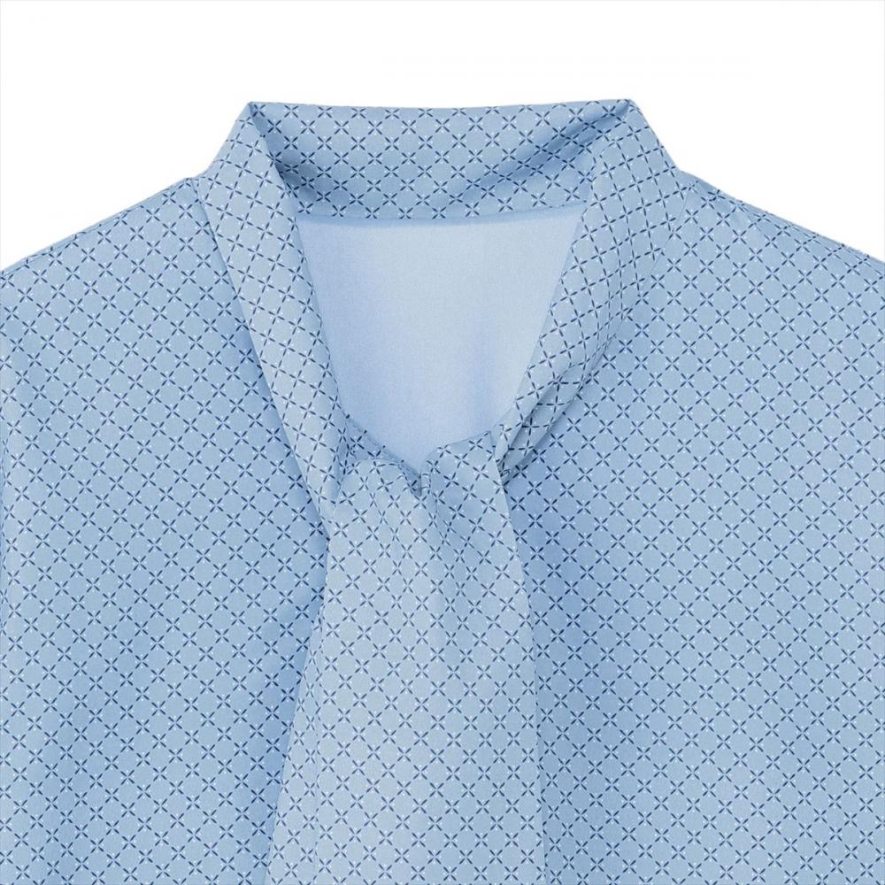 プリントボウタイブラウス 長袖 レディース(M ブルー): 東京シャツ公式