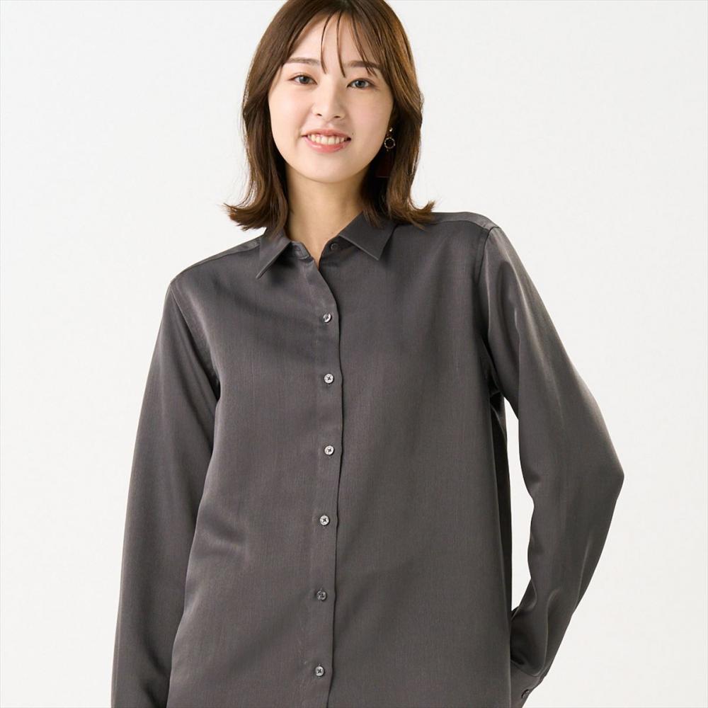 アダルトカジュアルシャツ [ROLLEI] 日本製 長袖 青紺×黒 網柄 ボタン