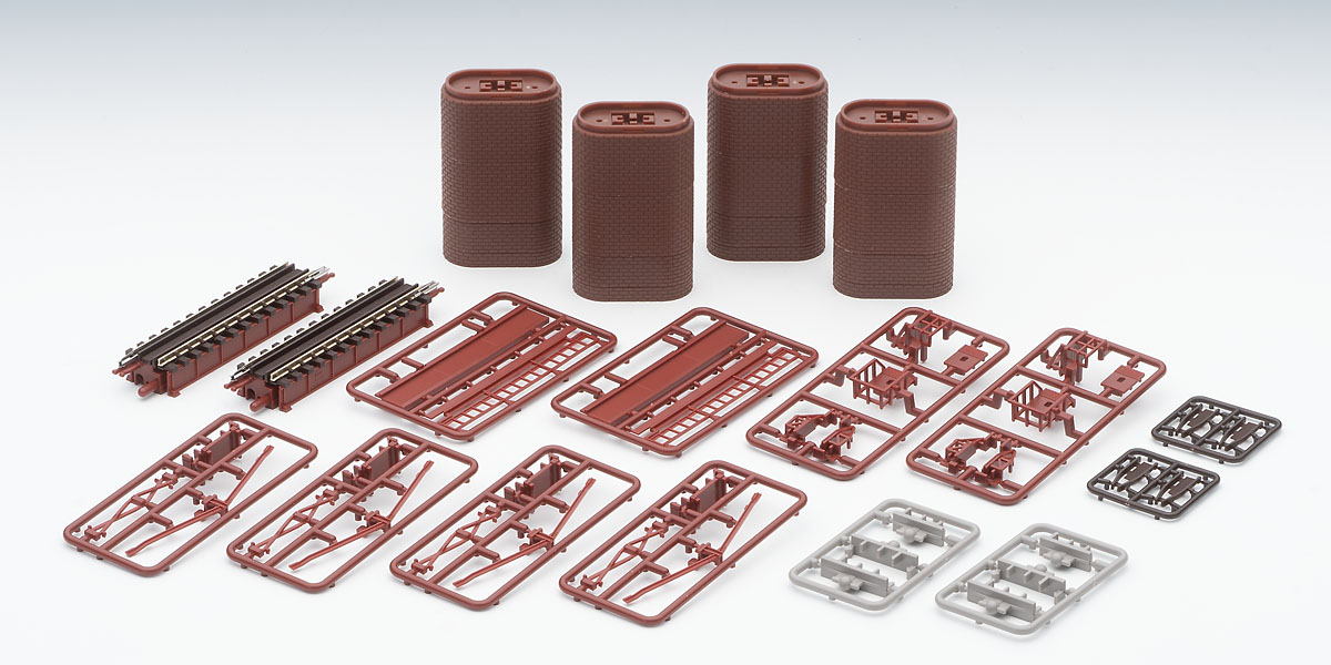 上路式ガーダー橋S70(F)(赤)(2本セット)(れんが橋脚・4本付) ｜製品