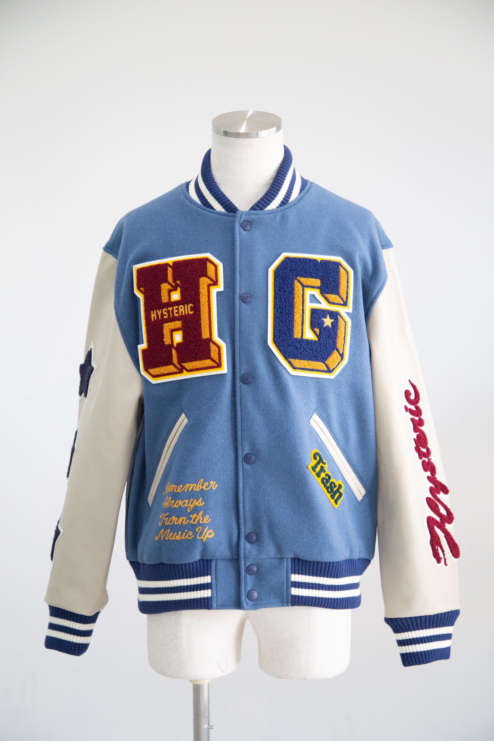 HYSTERIC GLAMOUR - TURN THE MUSIC UP刺繍 スタジャン / ブルー | Tempt