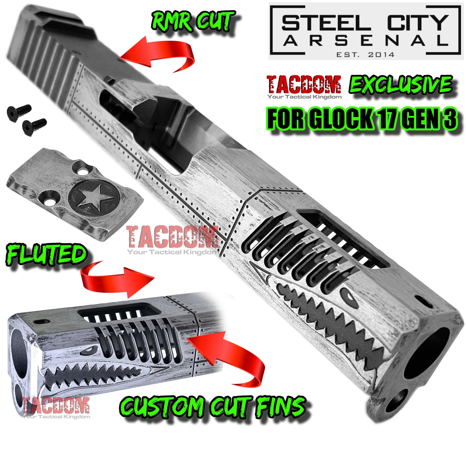 STEEL CITY ARSENAL TACDOM EXCLUSIVE “CUT FINS” P40 Warhawk ] Slide
