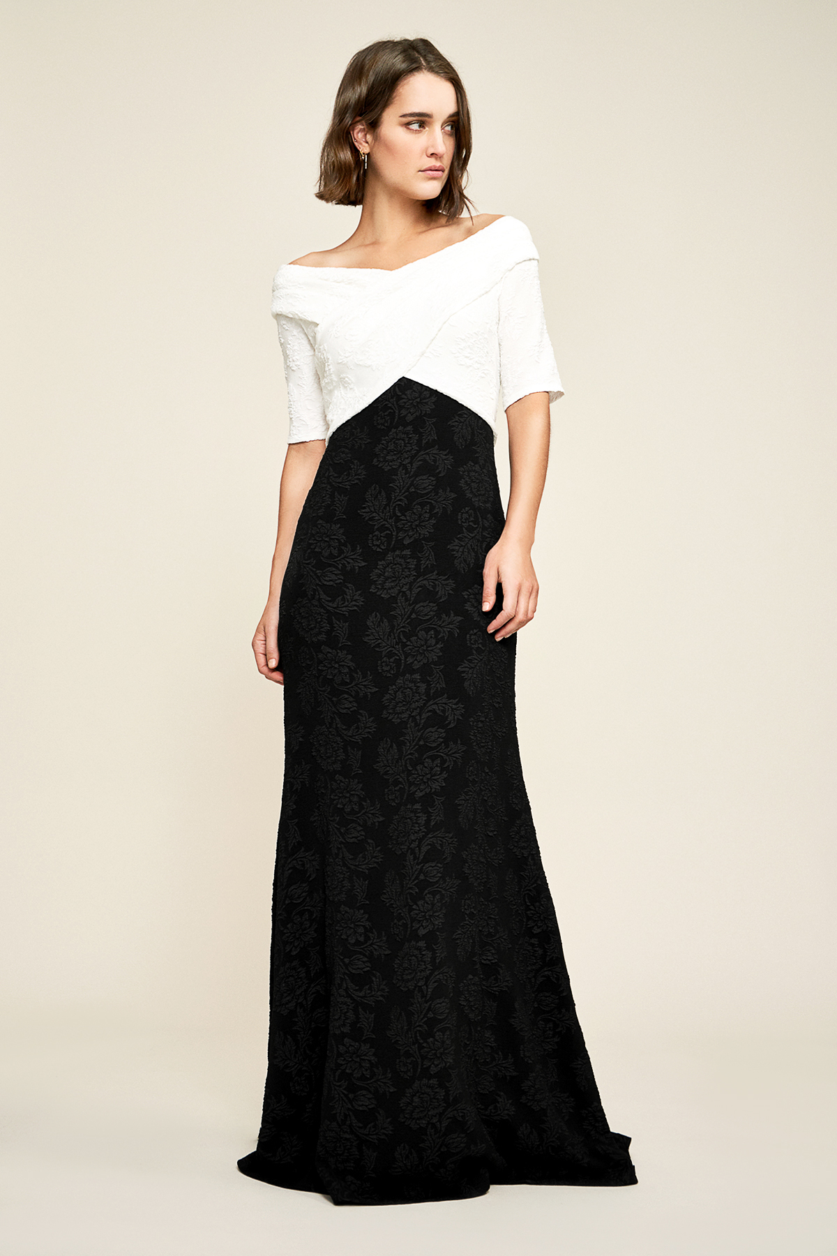 Hudson Off-The-Shoulder Crepe Gown | Tadashi Shoji