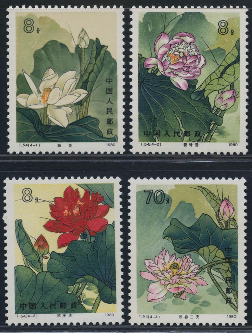 中国切手T54 蓮（ハス）花 4種完 中国切手T54 蓮（ハス）花 4