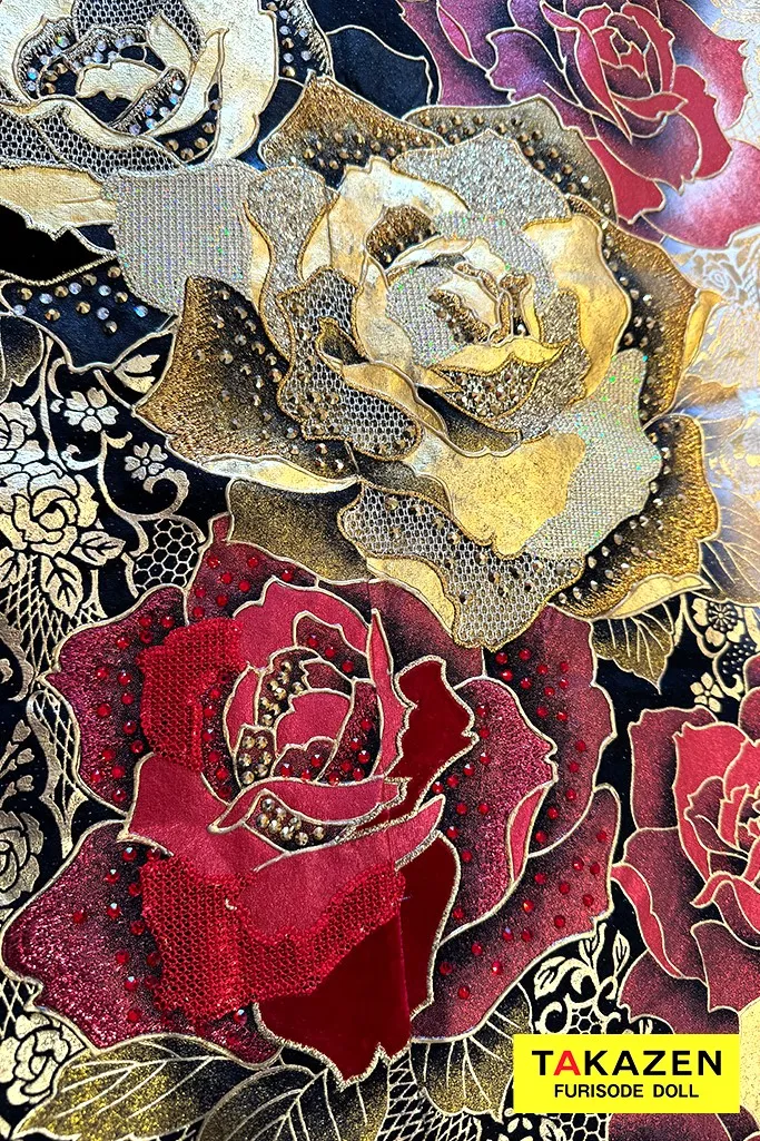 モード系 赤/黒/ゴールド(金色) 薔薇柄 ゴージャス 派手 華やか ギャル