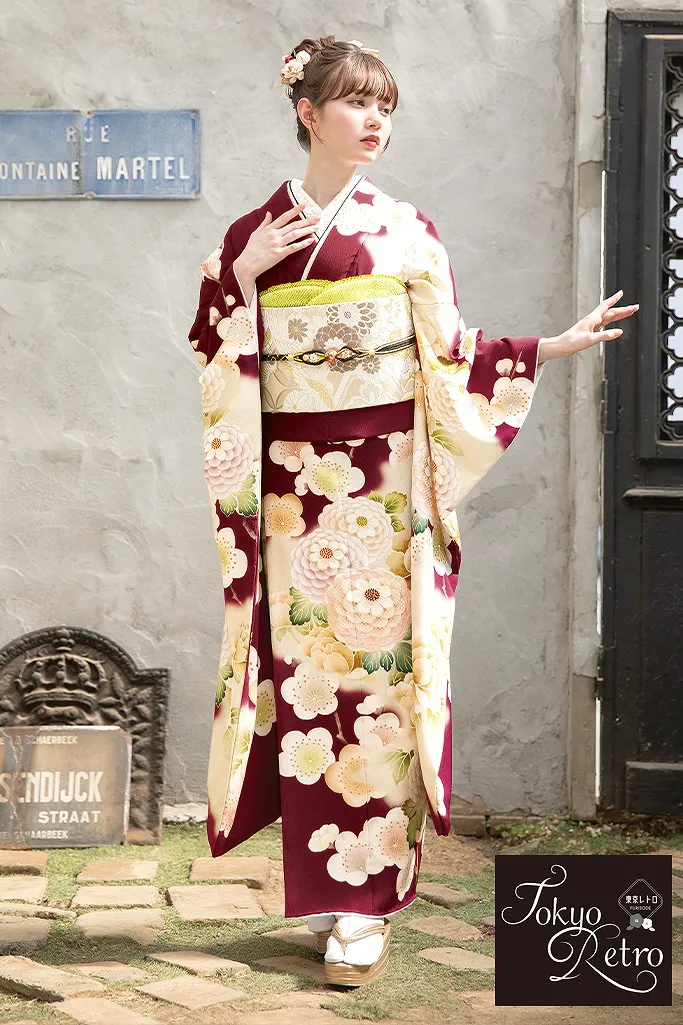 東京レトロ エンジ/白 菊柄 アンティーク調 正統派古典 清楚 きれいめ