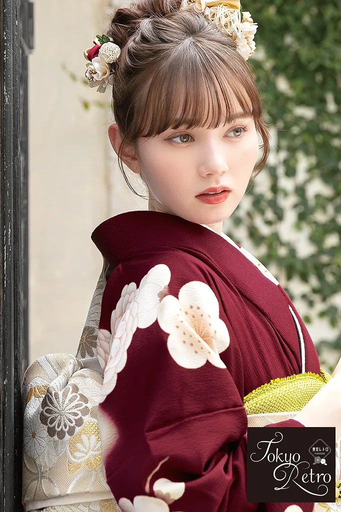 東京レトロ エンジ/白 菊柄 アンティーク調 正統派古典 清楚 きれいめ