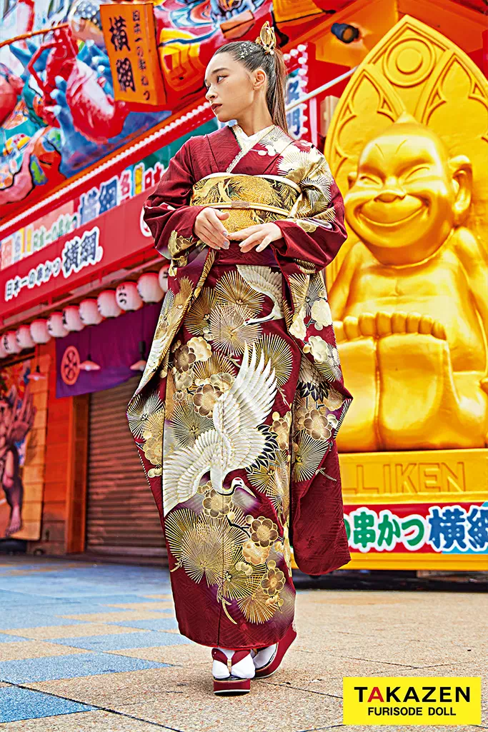 ヴィンテージスタイル エンジ/金 鶴柄/針松 かっこいい ストリート調