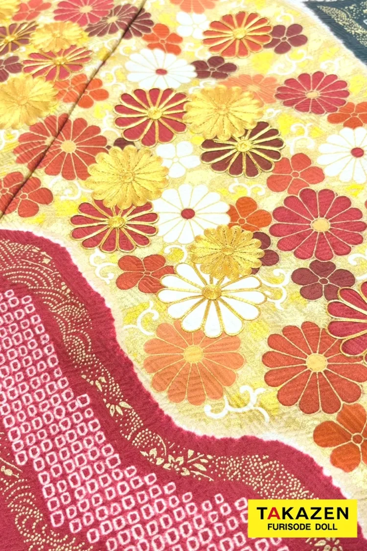 プレミアム古典 青柳/最高級金駒繍絞り手描友禅 白/赤 菊柄 高級振袖