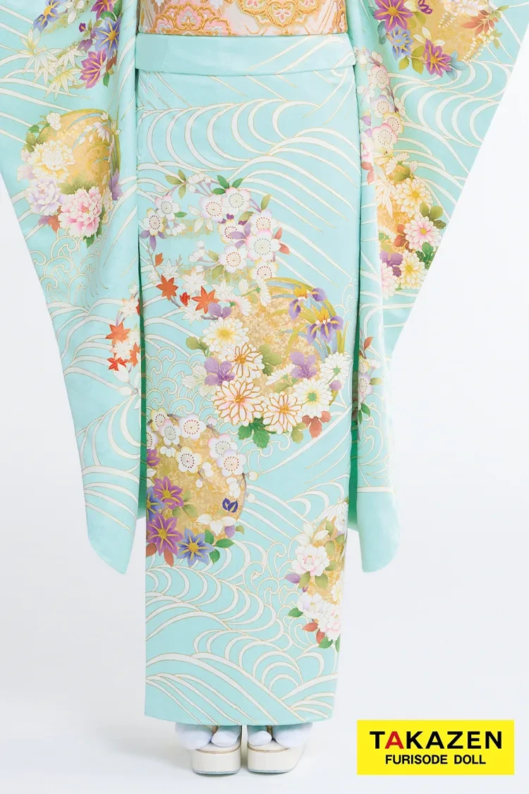 プレミアム古典 吉澤織物/最高級金彩手描友禅 水色 さわやか 綺麗 透明