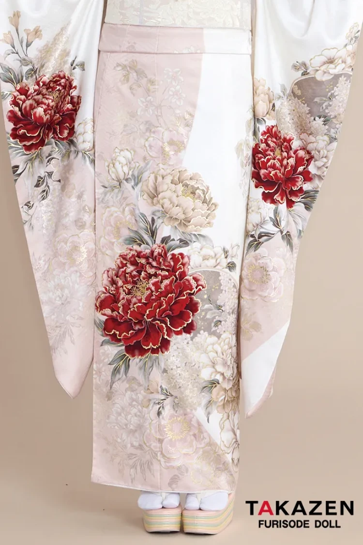 最新作正統派古典 白ピンク 牡丹柄 はんなり かわいい おしとやか 上品