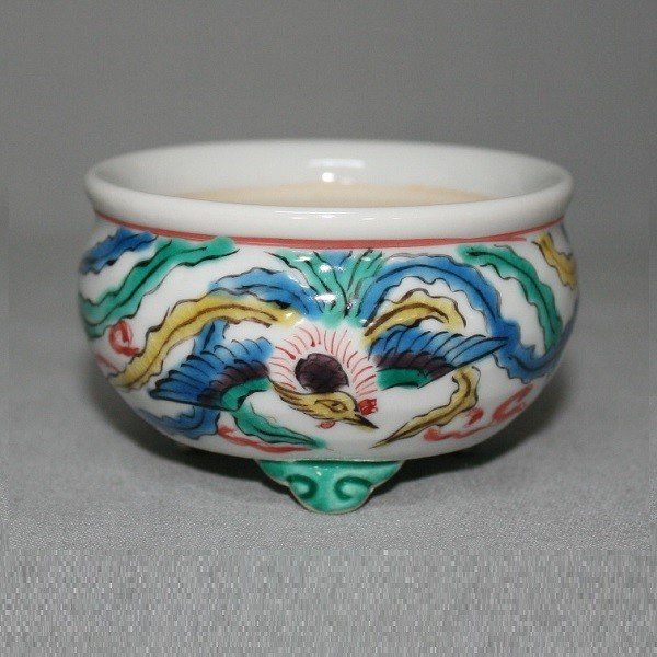 九谷焼盆栽鉢の販売通販専門店：九谷焼(瑛生)鳳凰文様2号丸鉢/株式会社