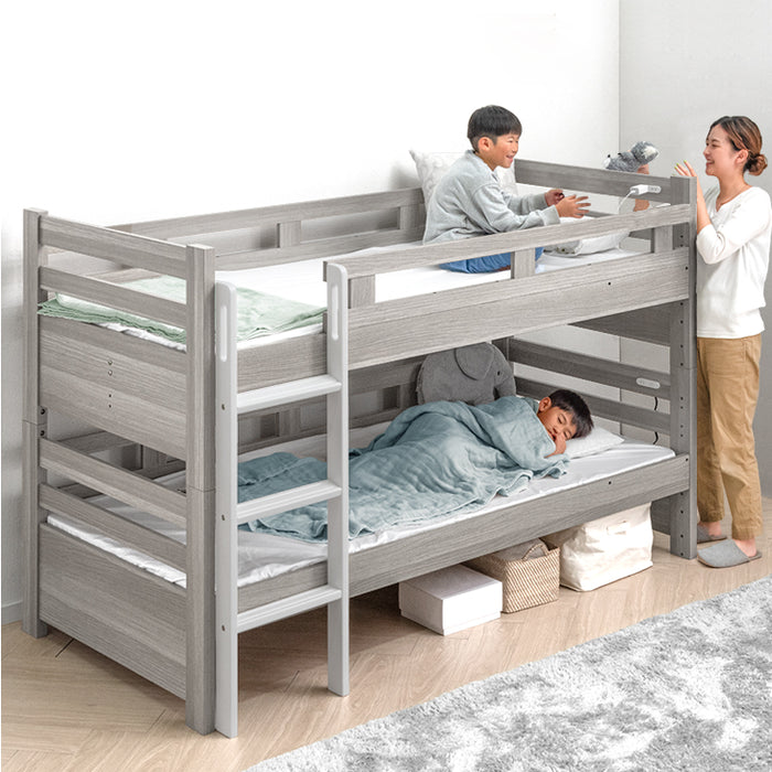 寝顔が見れる 二段ベッド 高さ3段階 コンセント シングル対応 分割可能