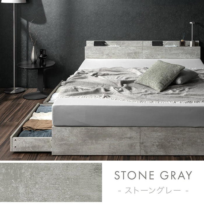 ダブル］収納ベッド ベッドフレーム USB コンセント付き 宮付き 北欧