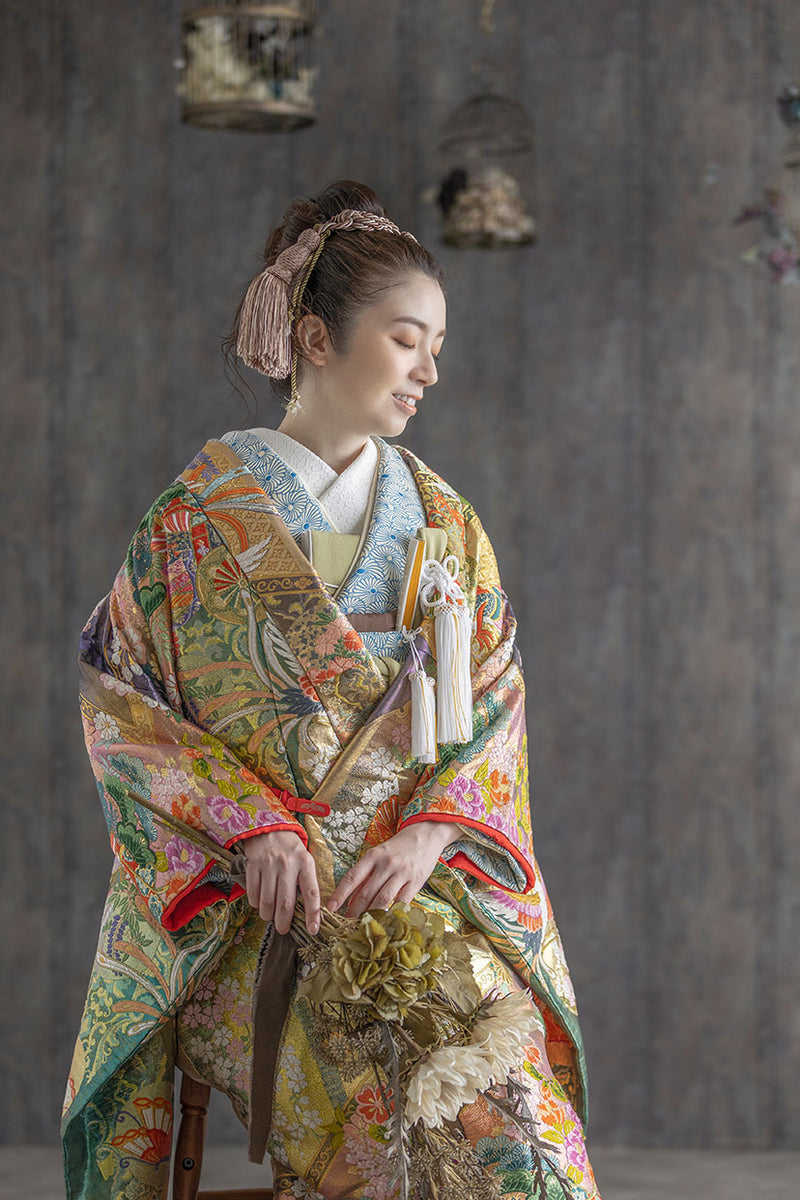 色打掛・鳳凰に吉祥文様｜白無垢・色打掛レンタルなら結婚式着物専門の