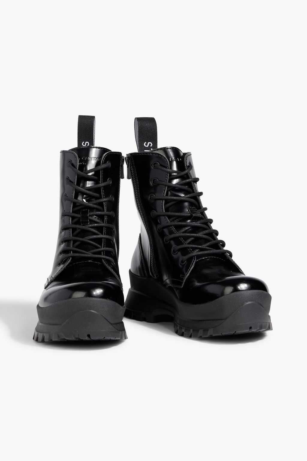 STELLA MCCARTNEY Trace glossed combat boots | THE OUTNET