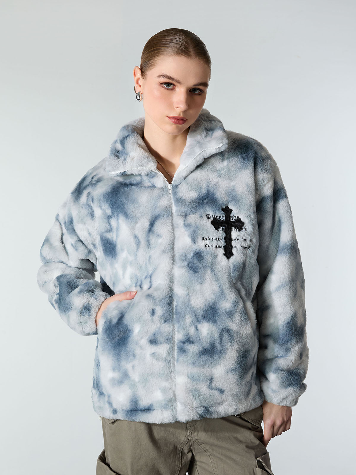 Plush Cross Embroidered Lambswool Jacket | Thesupermade®