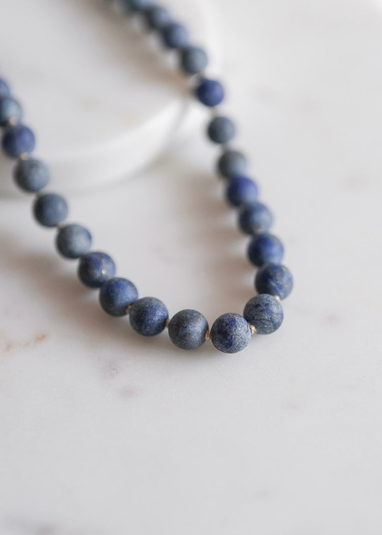 Judi Powers | Lapis Lazuli Matte Bead Necklace - The Phoenix