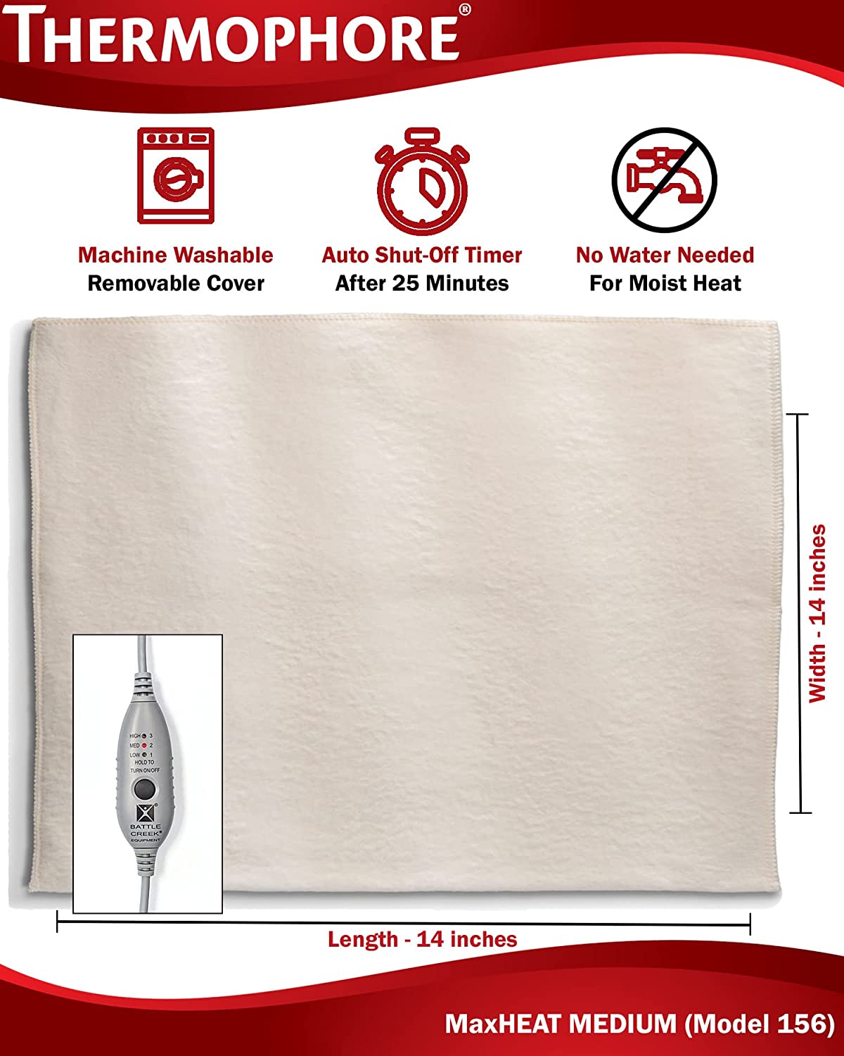 Thermophore MaxHEAT Moist Heat Pack (Model 156) Medium (14 x 14)