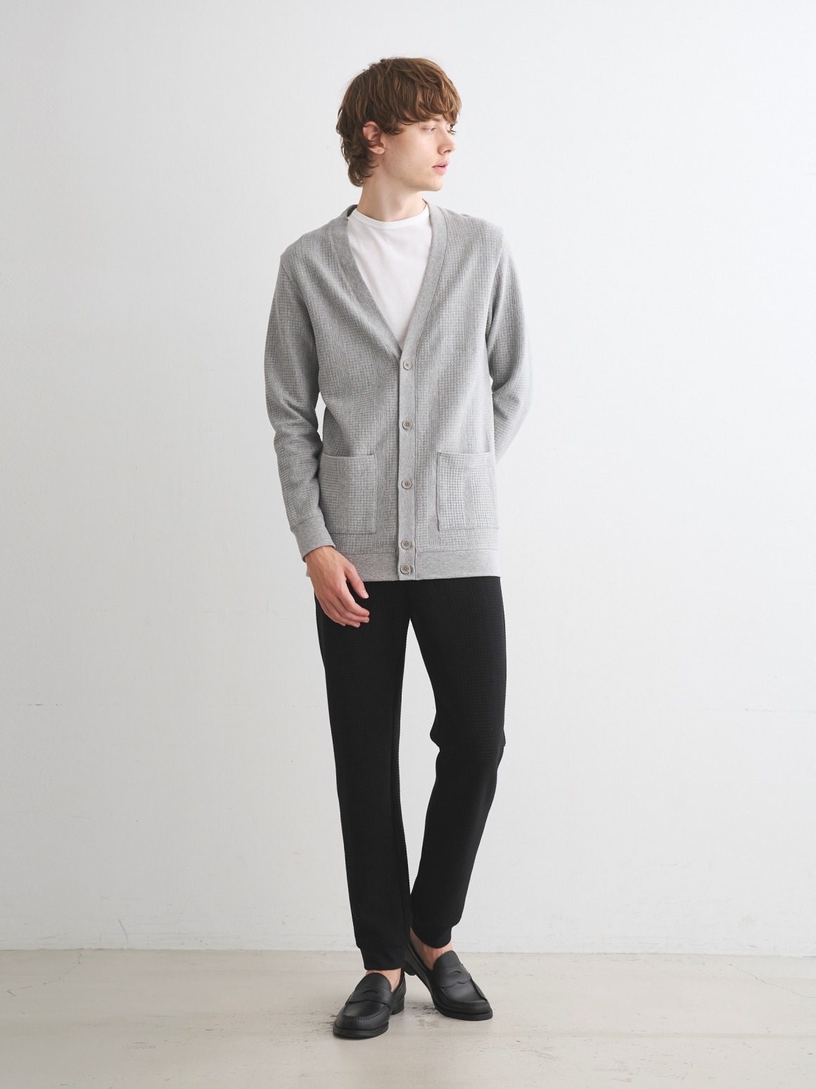 Men's waffle l/s cardigan｜スリードッツ オフィシャルオンラインショップ