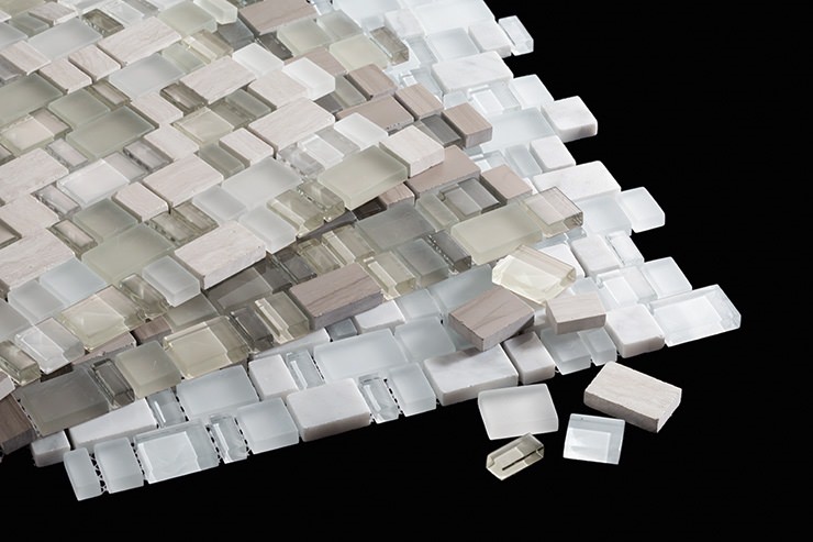 リクシル(INAX) モザイクタイル ピッコロミックス 異形状平ネット張り