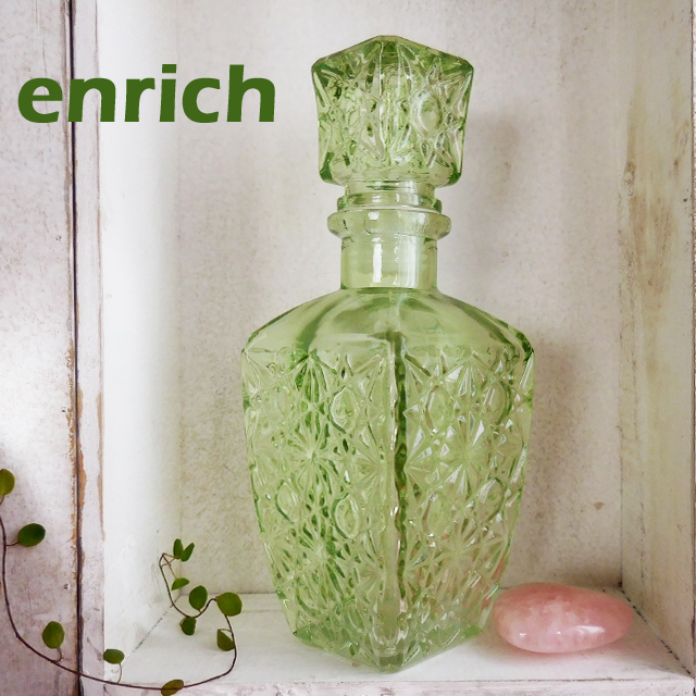 SPICE スパイス enrich 蓋つきボトル グリーン ガラス レトロ