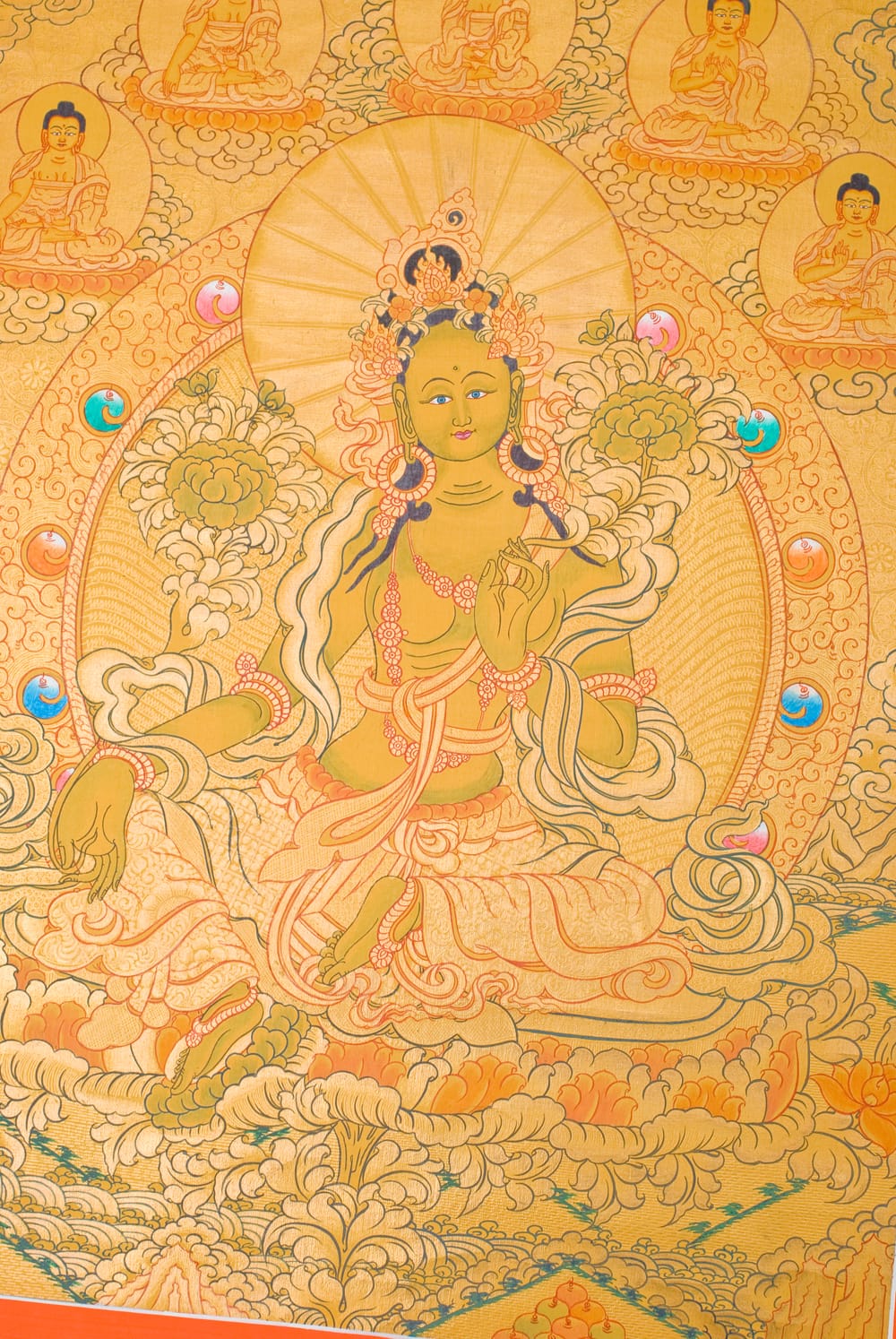 送料無料 タンカ マンダラ 曼荼羅 手描きのタンカ ホワイトターラー