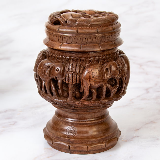 1点もの】カシミールの細密彫刻 スタンディングボックス 高さ22cm程度