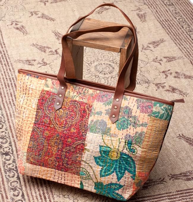 送料無料 ラリーキルト カンタ刺繍 バッグ パッチワーク 〔一点物