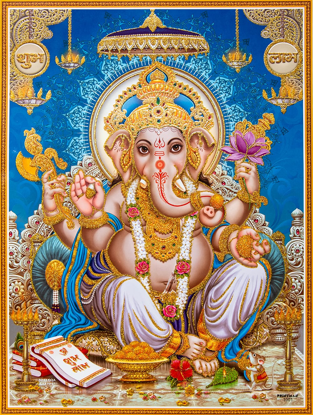 約30cm×約40cm〕輝くラメ入りインドのヒンドゥー神様ポスター