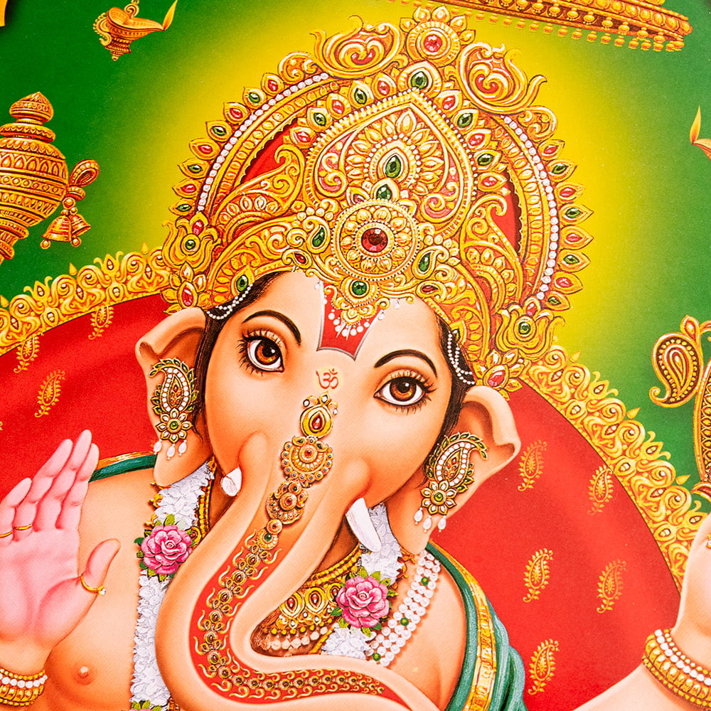 約67cm×約47cm〕インドのヒンドゥー神様ポスター - ガネーシャ の通販