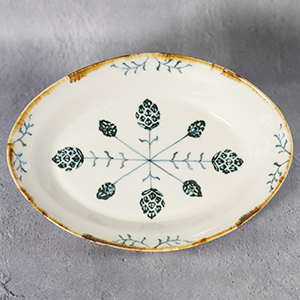 アーティーチョークオーバル深皿 - 田屋道子 作家もの器 | zakka土の