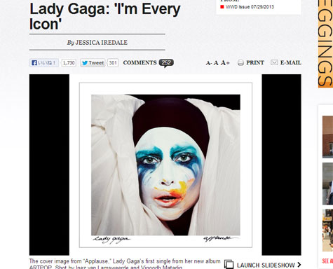 レディー・ガガ新曲「アプローズ」ジャケット写真公開! ガガの顔を