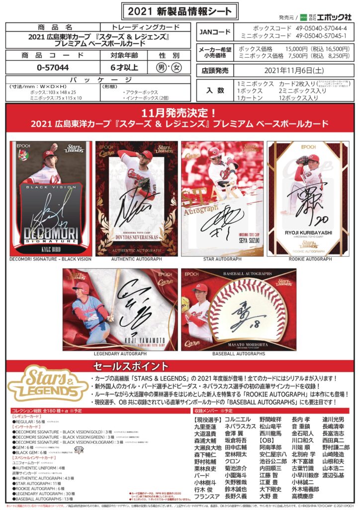 ⚾ EPOCH 2021 広島東洋カープ「STARS & LEGENDS」プレミアムベース