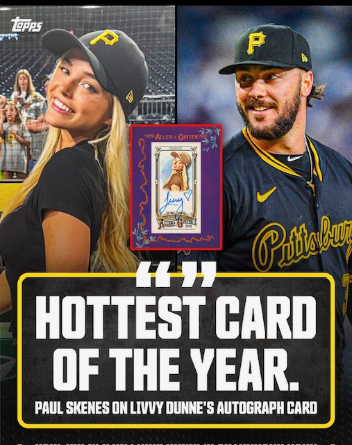 ポール・スキーンズ恋人リビー・ダンの初ベースボールカードが話題