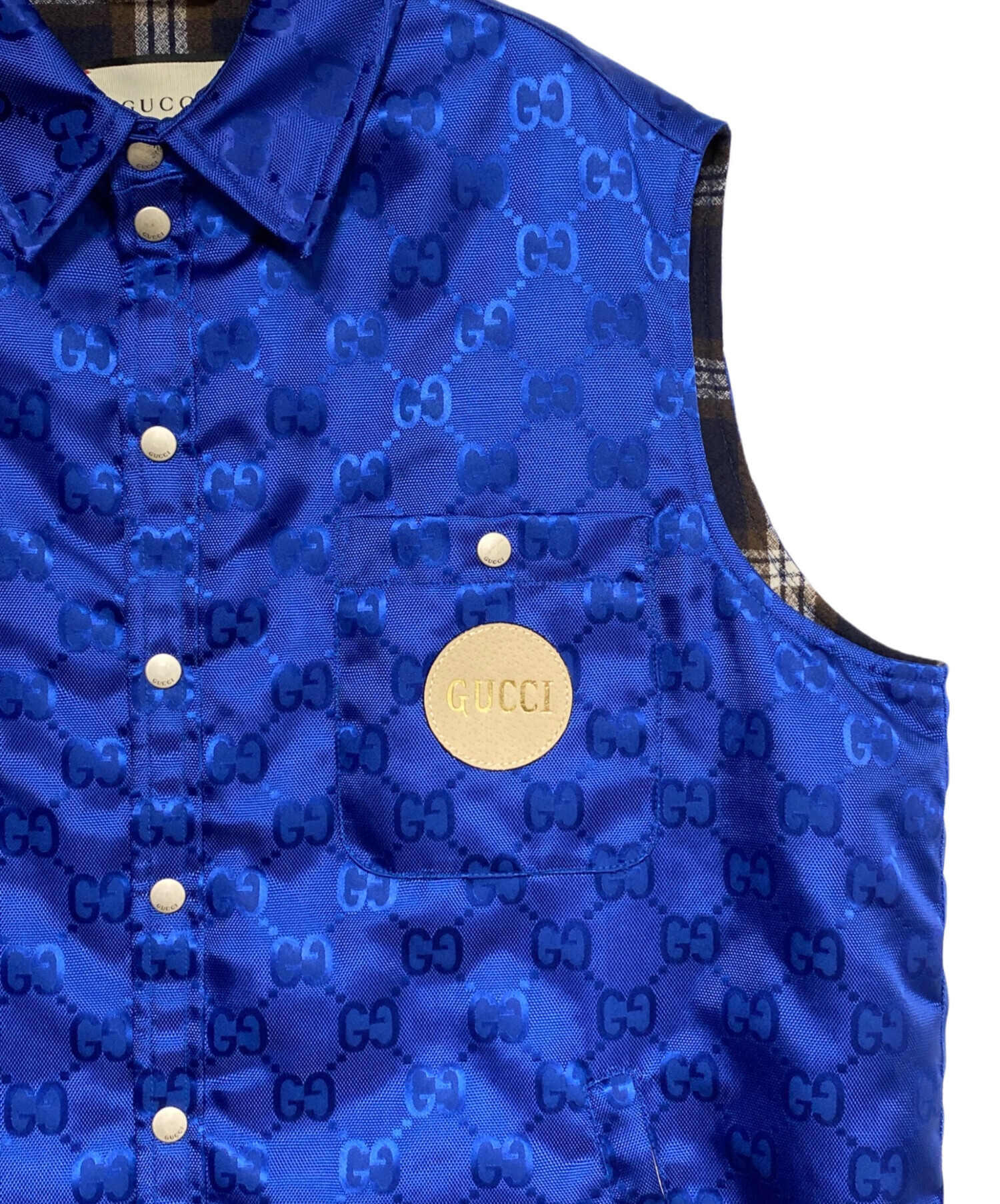 中古・古着通販】GUCCI (グッチ) GG総柄 レザーパッチロゴ ナイロン