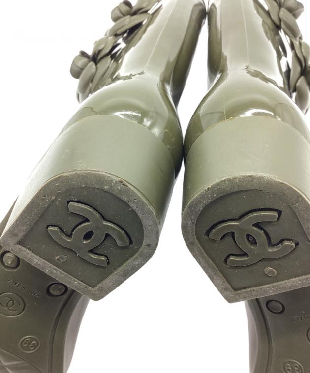 中古・古着通販】CHANEL (シャネル) レインブーツ オリーブ サイズ:39