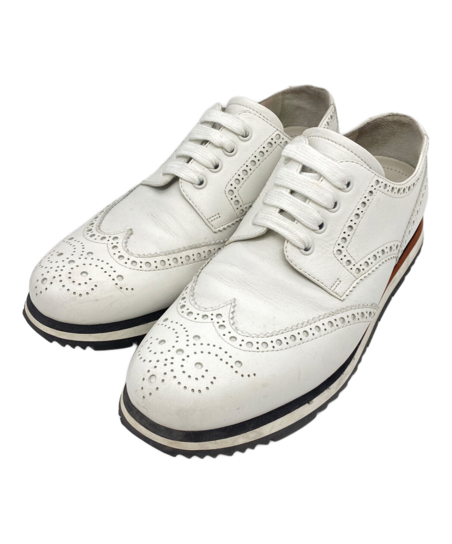 中古・古着通販】PRADA (プラダ) ウィングチップシューズ ホワイト