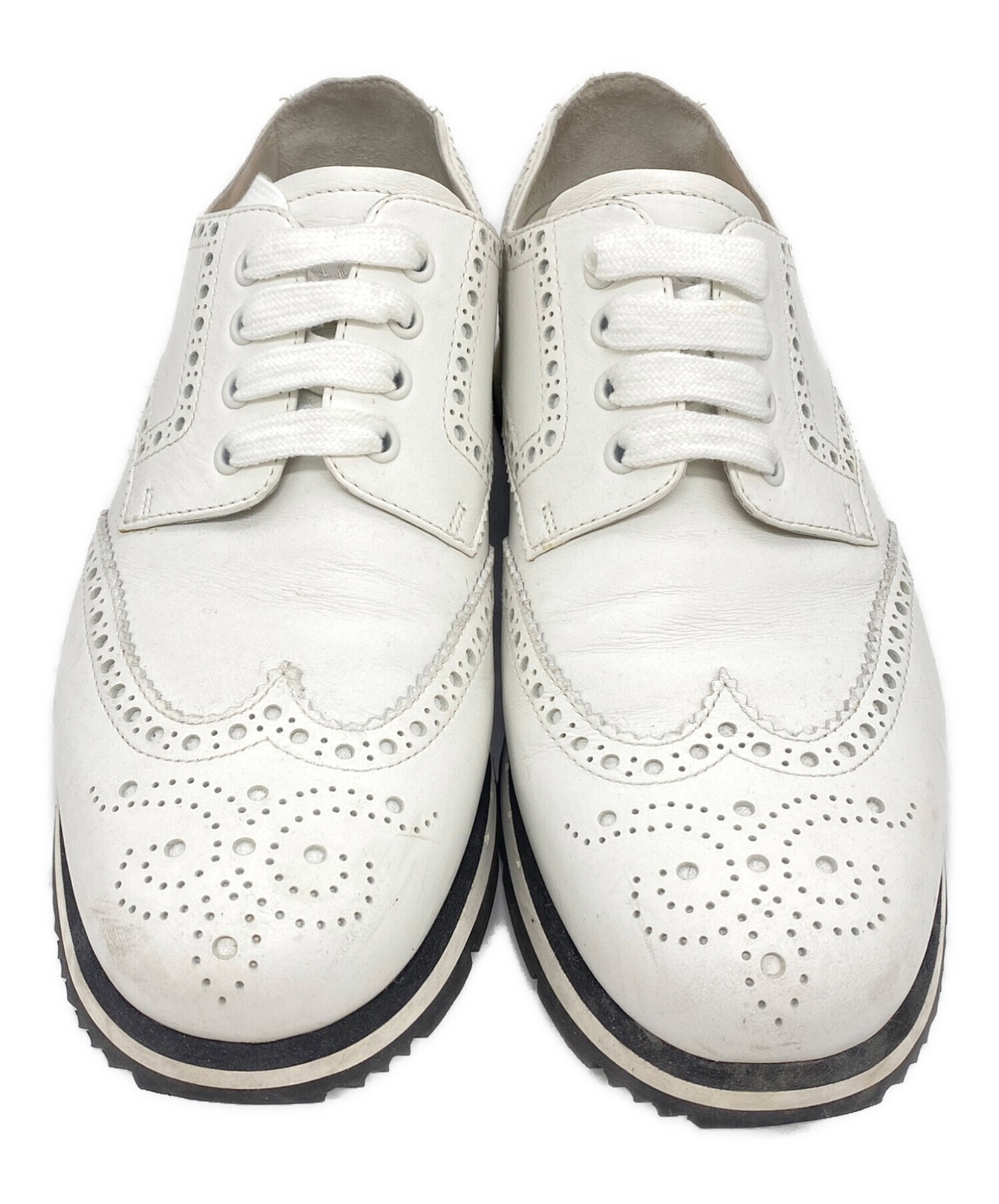 中古・古着通販】PRADA (プラダ) ウィングチップシューズ ホワイト