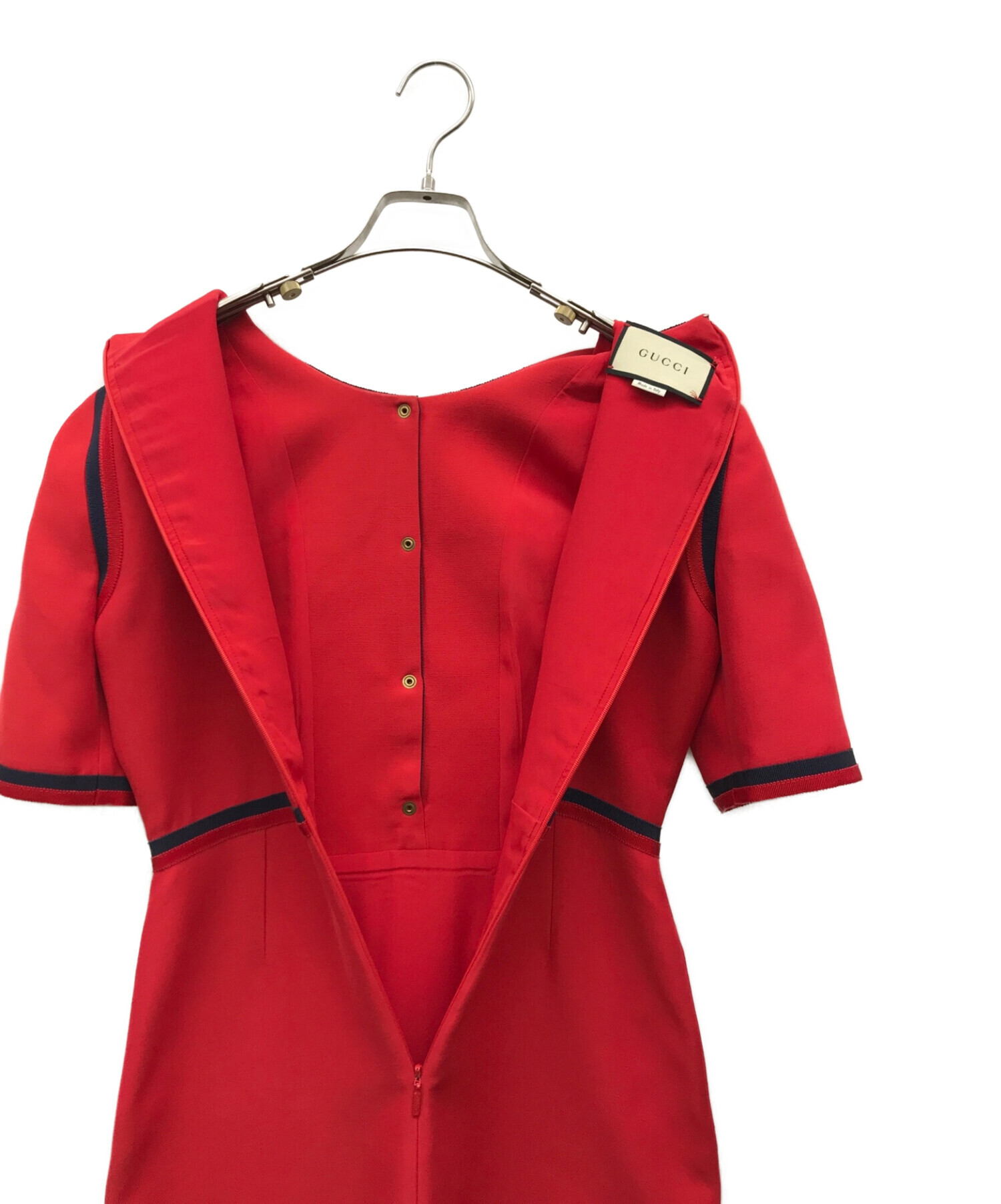 中古・古着通販】GUCCI (グッチ) 半袖ワンピース レッド サイズ:40