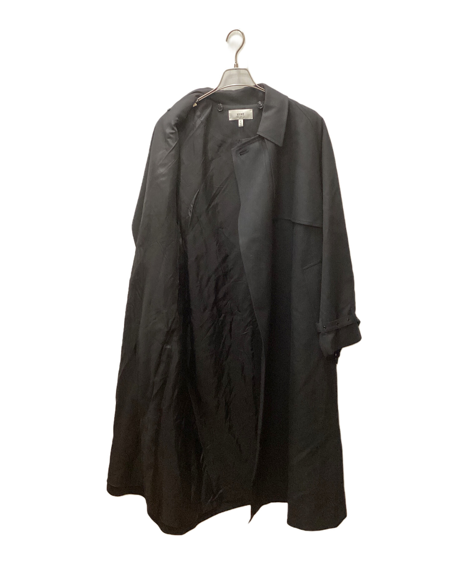 中古・古着通販】HYKE (ハイク) ウールトレンチコート ブラック サイズ