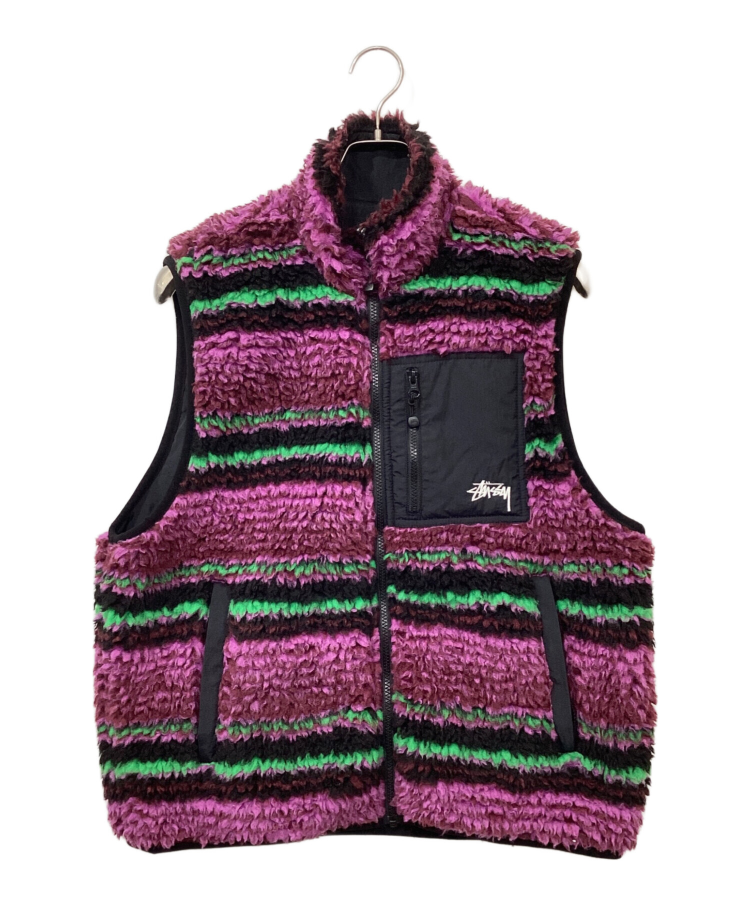 中古・古着通販】stussy (ステューシー) STRIPED SHERPA VEST