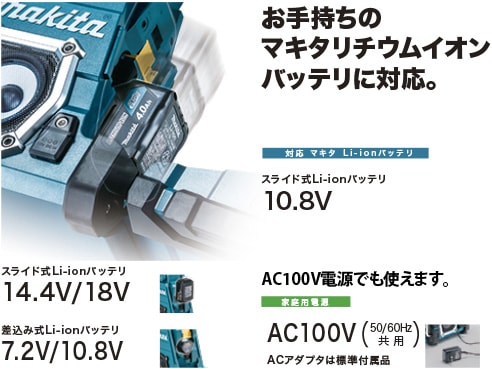 マキタ MR108 / MR108B 充電式ラジオ (バッテリ・充電器別売) ウエダ