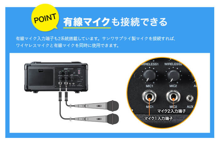 サンワサプライ MM-SPAMP7 ワイヤレスマイク付き スピーカー拡声器