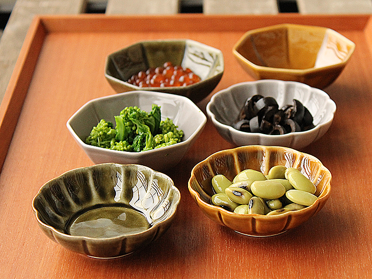 織部（八隅額皿）隅切小皿 5客 M839