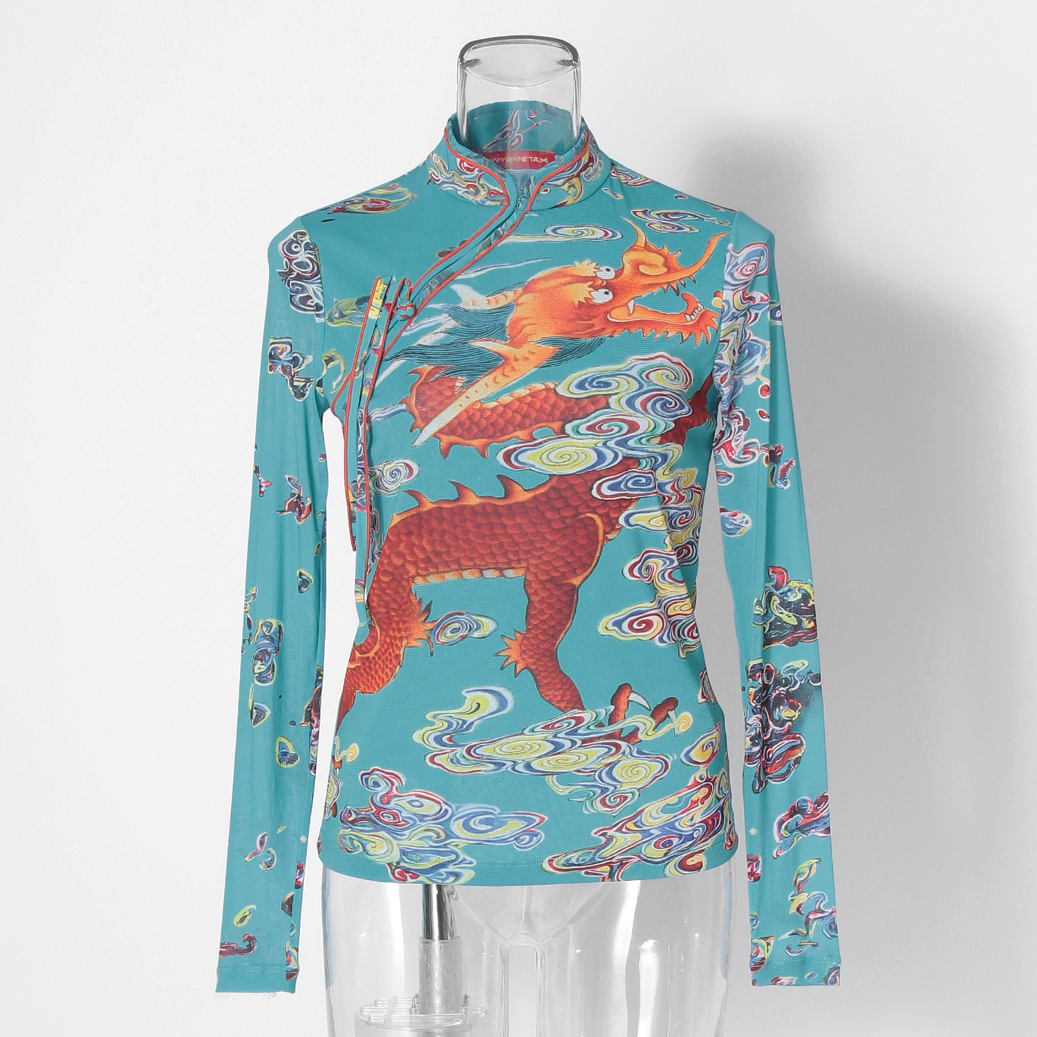 Ceramic dragon print on stretch net ブラウス｜VIVIENNE TAM