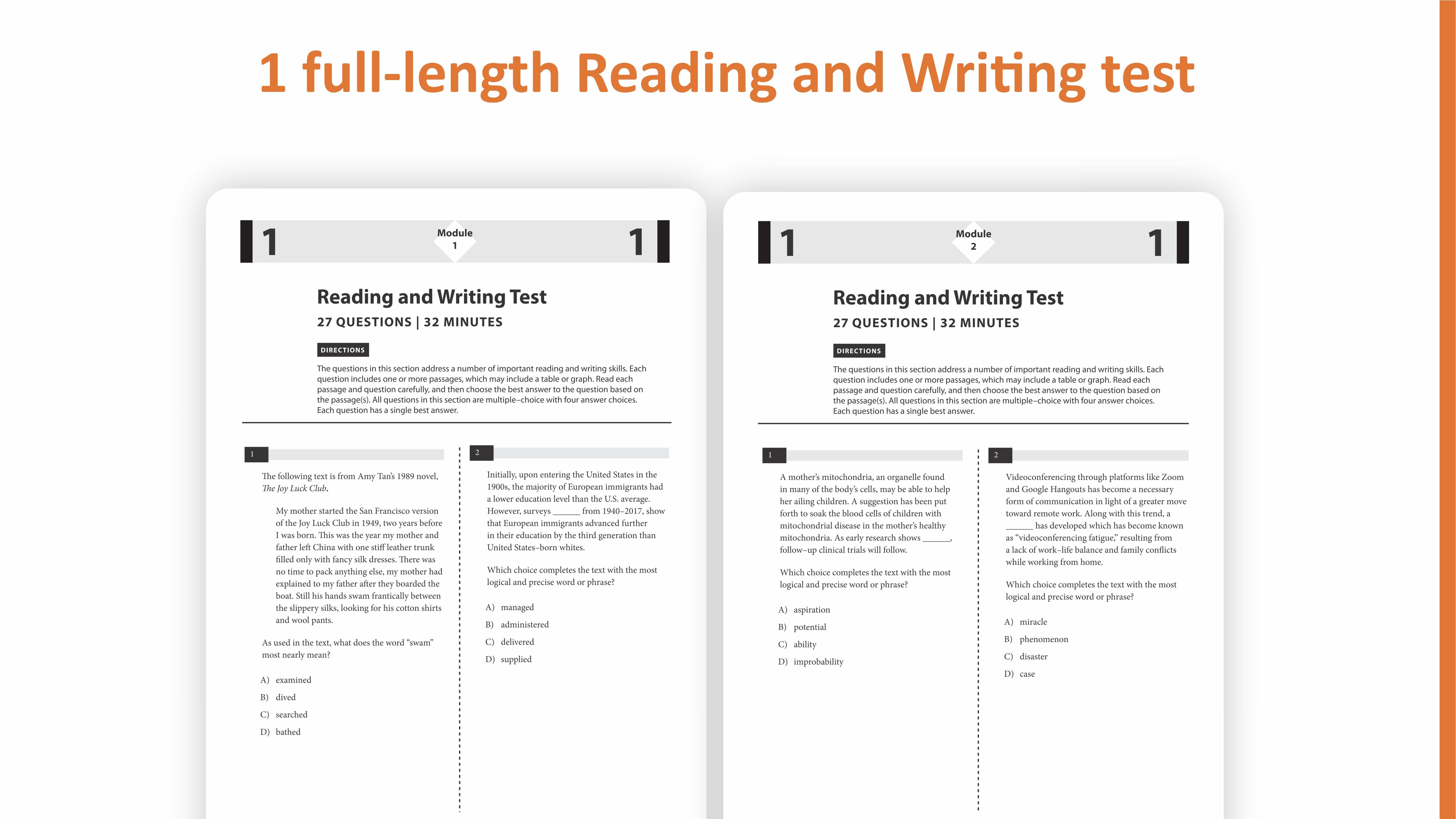 Digital SAT Reading and Writing Practice Questions - Vibrant