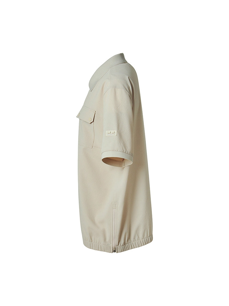 シアサッカー ストレッチ ポロシャツ 半袖